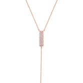 0.19ct 14k Rose Gold Diamond Pave Lariat Necklace